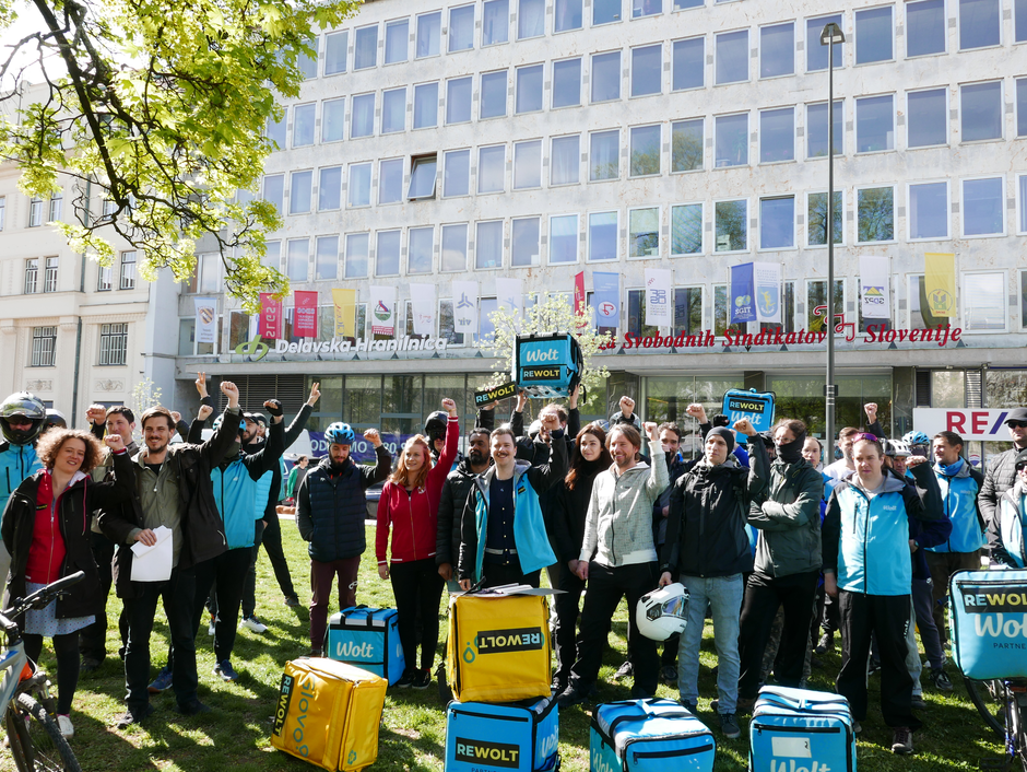 sindikat Mladi Plus sindikat dostavljavec WOlt Glovo | Avtor: Sindikat Mladi plus