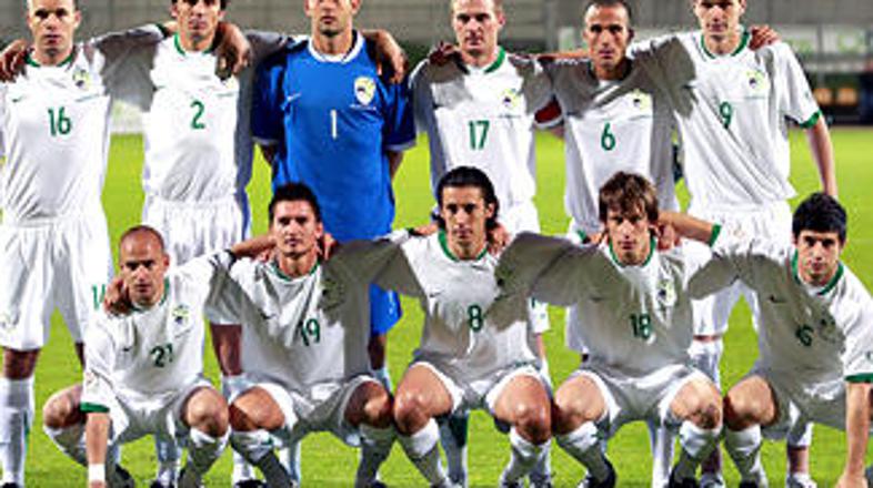 Slovenska reprezentanca pred tekmo z Albanijo.