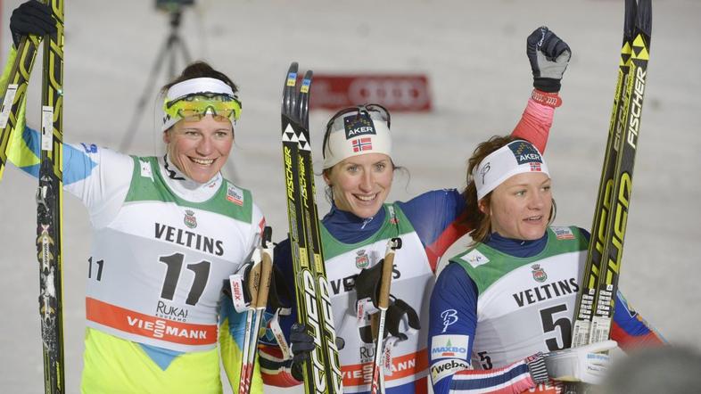 Katja Višnar Bjoergen Caspersen Falla sprint Kuusamo