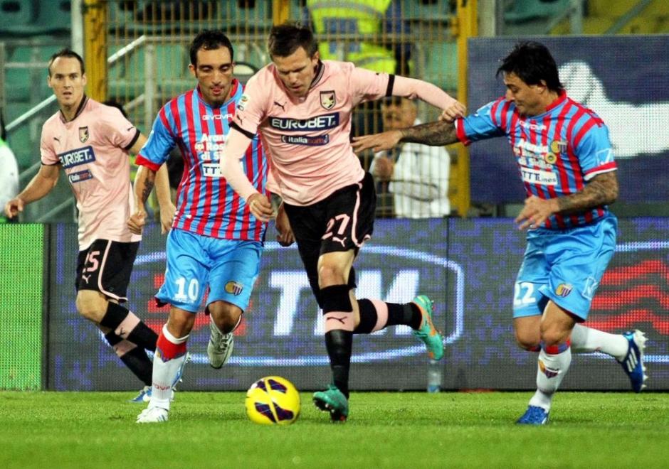 Iličić Lodi Alvarez Palermo Catania derbi Serie A Italija prvenstvo liga | Avtor: EPA
