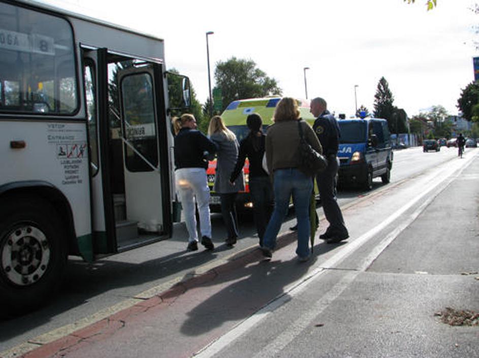 Prometna nesreča na Dunajski cesti v Ljubljani.