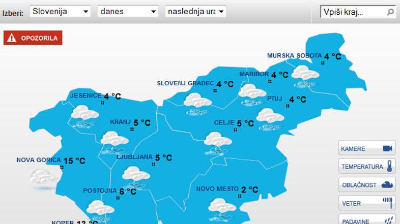 Letošnji božični večer bo bolj žalosten, kar se tiče vremena. (Foto: Vreme.net)