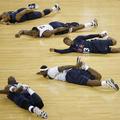 C. Boozer, D. Howard, C. Paul, L. James in D. Wade na pripravah v Macau.