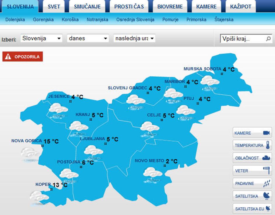 Letošnji božični večer bo bolj žalosten, kar se tiče vremena. (Foto: Vreme.net)