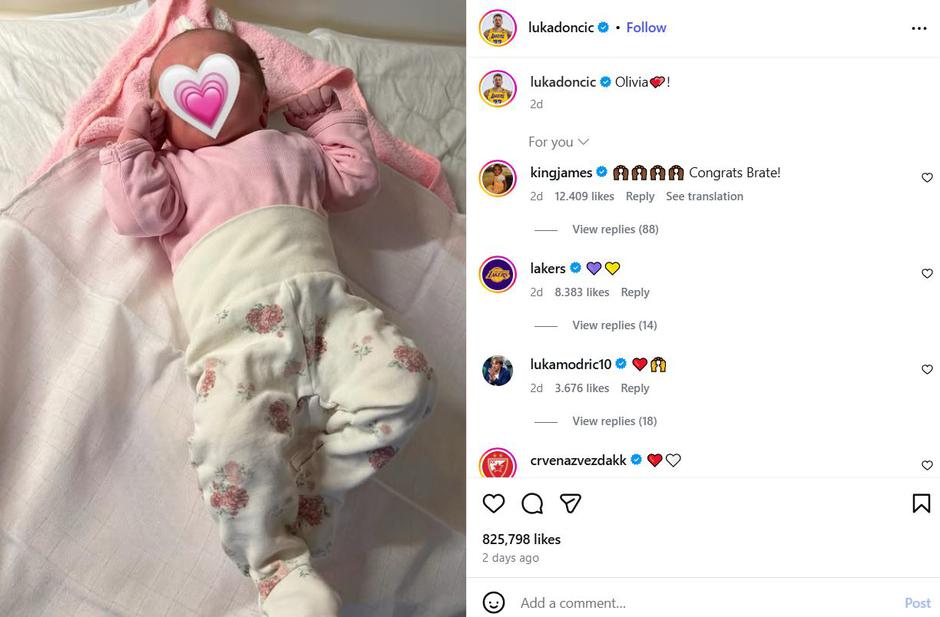 Objava Luke Dončića | Avtor: Instagram/Luka Dončić