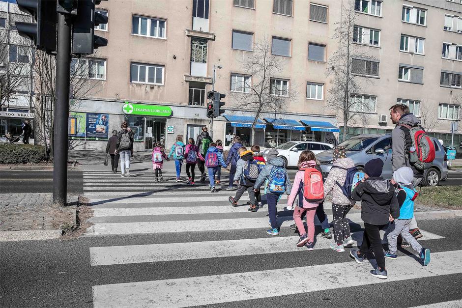 šolski otroci v spremstvu prečkajo cesto | Avtor: Saša Despot