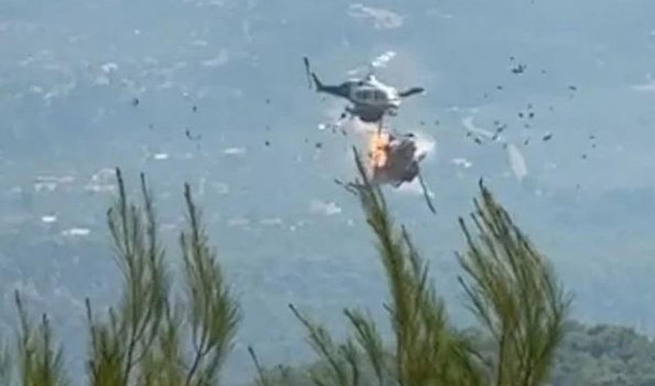 Med gašenjem trčila helikopterja, nesrečo ujele kamere