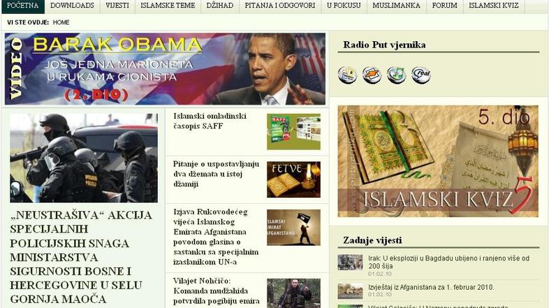 Radikalna islamska spletna stran Putvjernika.com je za posredovanje obtožila doz
