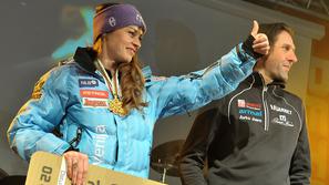 Tina Maze na sprejemu na Prešernovem trgu, kjer je po Massijevih besedah očitno 