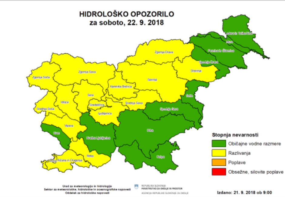 Hidrološko opozorilo | Avtor: Arso