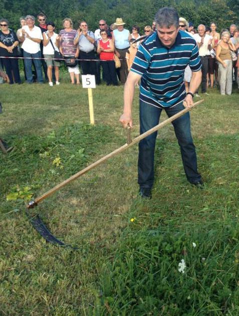 Milan Zver med košnjo