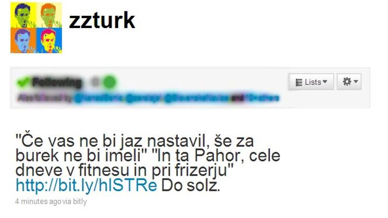 Zapis Žige Turka na Twitterju (Foto: Twitter)