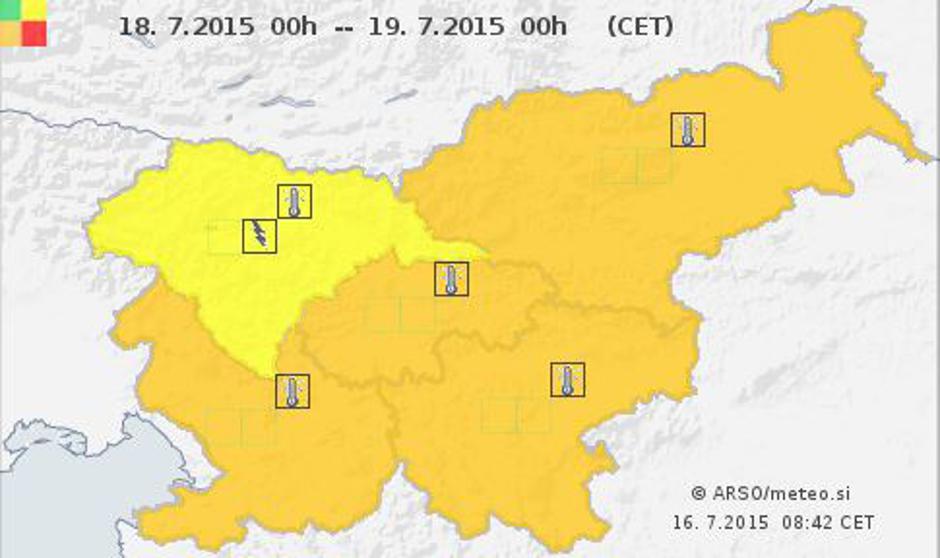 Sobota - opozorilo | Avtor: www.meteo.si
