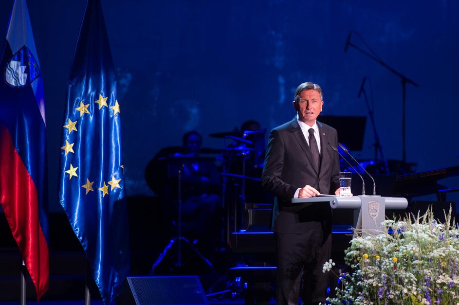 Borut Pahor, predsednik republike, na državni proslavi na Kongresnem trgu