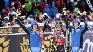 Shiffrin Pietilae-Holmner Swenn-Larsson ženski slalom Are