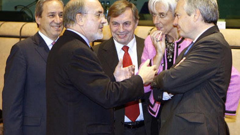 Finančni ministri in ministrica od leve proti desni: Georgios Alogoskoufis (Grči