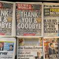 Zadnja številka časopisa News of the World. "Hvala in lep pozdrav," so na naslov