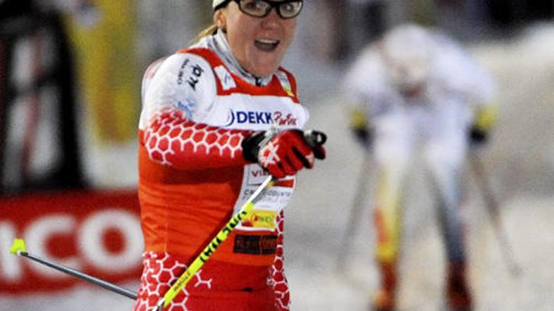 Petra Majdič je izvrstno nastopila na 10 km klasično in zaostala le za Kowalczyk
