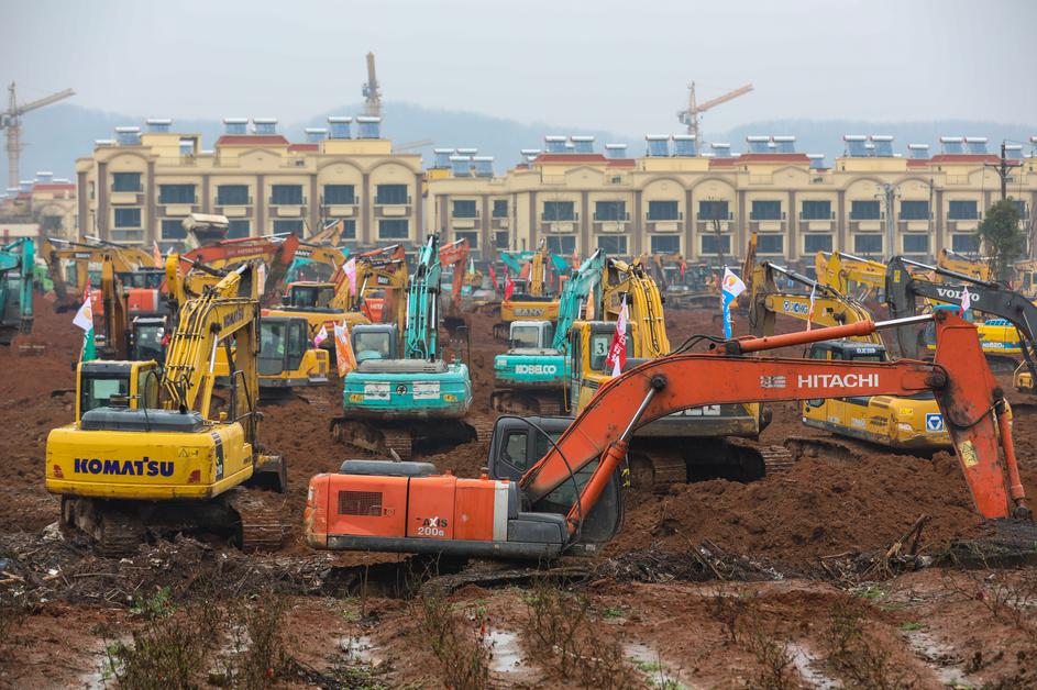 Gradnja nove bolnišnice v mestu Wuhan