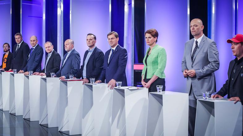 Miro Cerar, Alenka Bratušek, Janez Janša, Dejan Židan in drugi na soočenju predsednikov strank