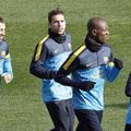 Abidal Valdes Mascherano Alba Barcelona Espanyol odprti trening derbi