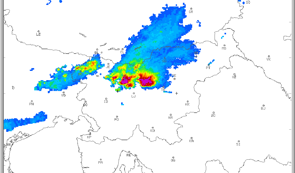 Radarska slika padavin