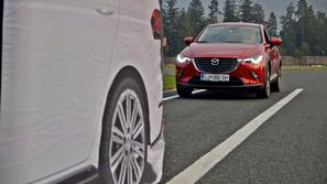 Test AEB samodejnega zaviranja na Vranskem