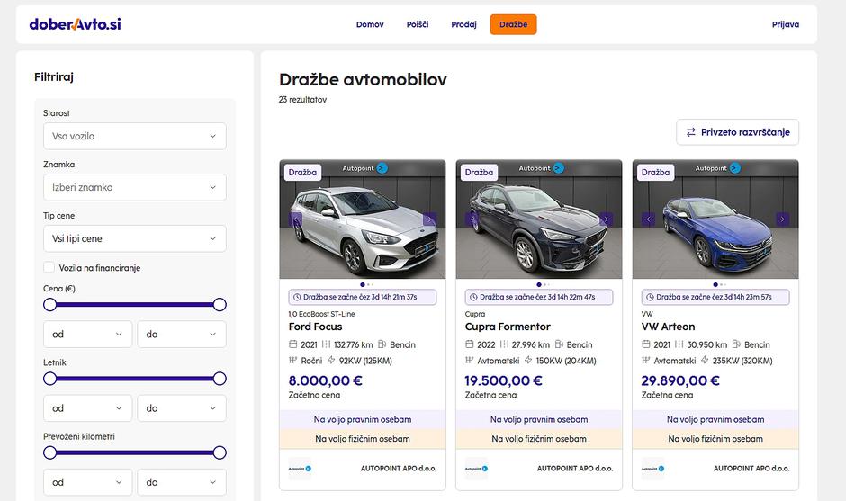 prodaja avtomobila, dražba | Avtor: Doberavto