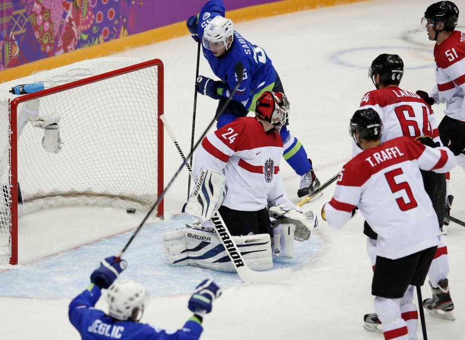Lange Sabolič Slovenija Avstrija repesaž za četrtfinale hokej Soči 2014