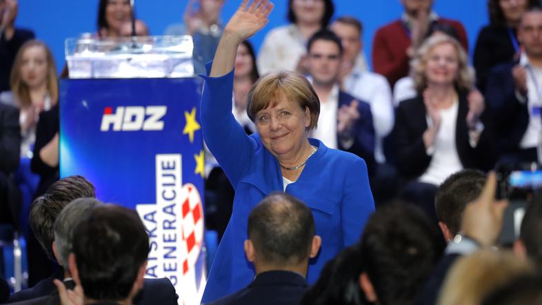 Angela Merkel na predvolilnem shodu HDZ na Hrvaškem