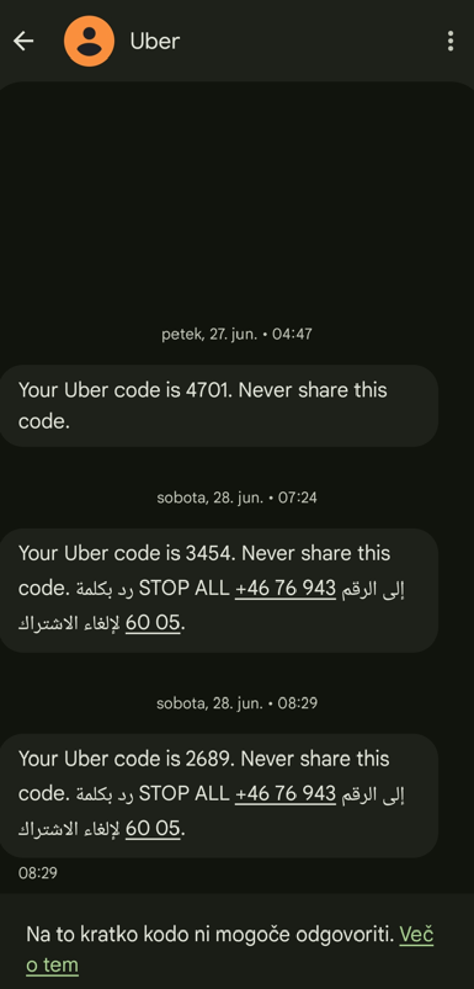 uber sms | Avtor: Žurnal24 