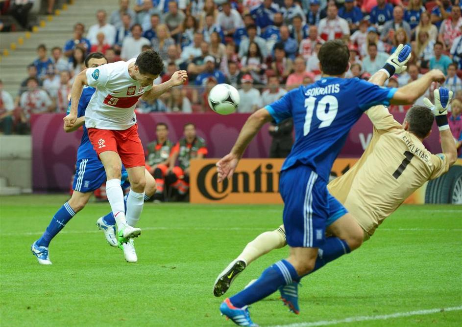 Lewandowski Chalkias Poljska Grčija otvoritvena tekma Varšava stadion Euro 2012