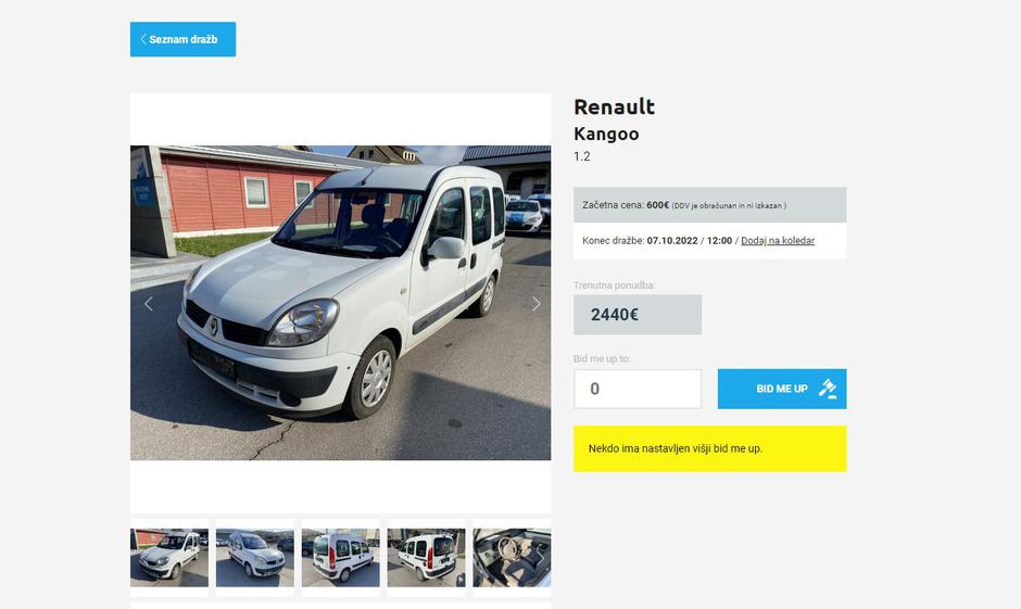 Spletna dražba vozil Autopoint | Avtor: Posnetek zaslona