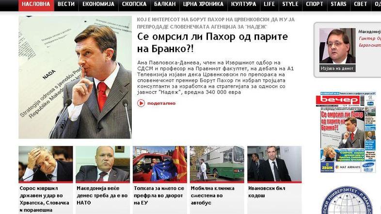 Slovenski premier se zadnje dni pojavlja na naslovnicah in portalih v Makedoniji