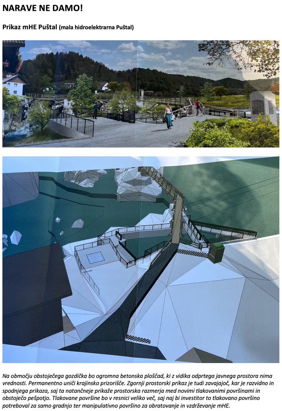 Načrt mala hidroelektrarna Puštal, Škofja Loka, Poljanska Sora | Avtor: fb Civilna iniciativa Loka, mesto vseh