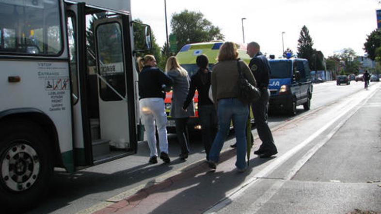 Prometna nesreča na Dunajski cesti v Ljubljani.