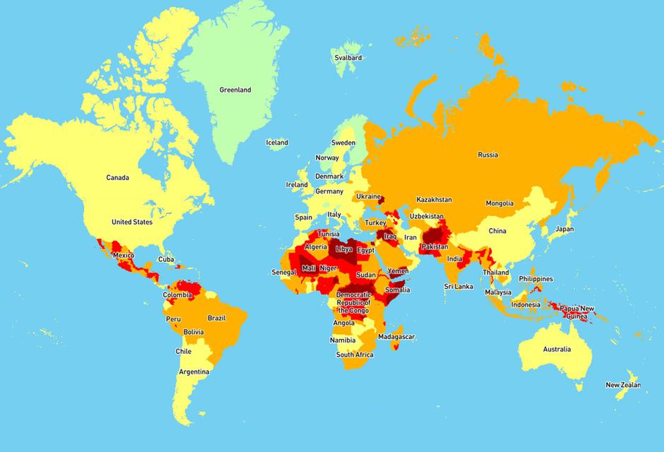 Zemljevid tveganj | Avtor: Travelriskmap.com