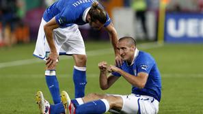 Chiellini Balzaretti Irska Italija Poznanj Euro 2012 poškodba