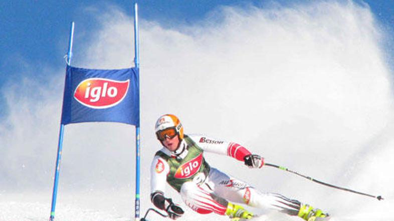 Hanes Reichelt zavzeto trenira veleslalom.