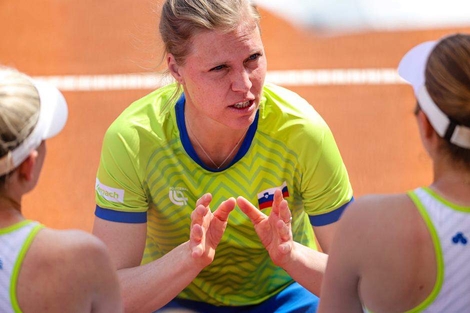 tenis Slovenija - Španija, turnir Billie Jean King, nika radišić, maša zec peškirič, veronika erjavec | Avtor: Saša Despot