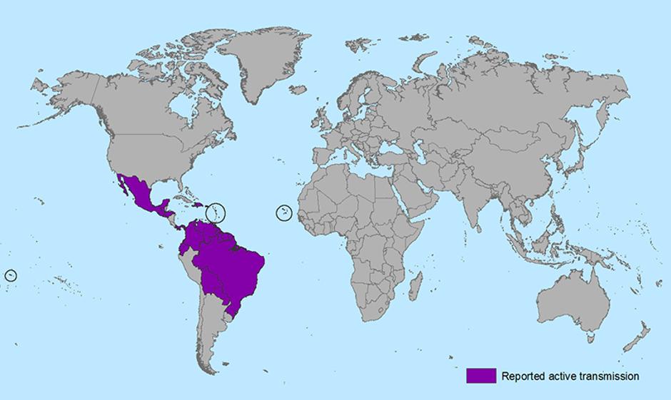 Zika | Avtor: Ombočja, kjer je virus Zika aktiven