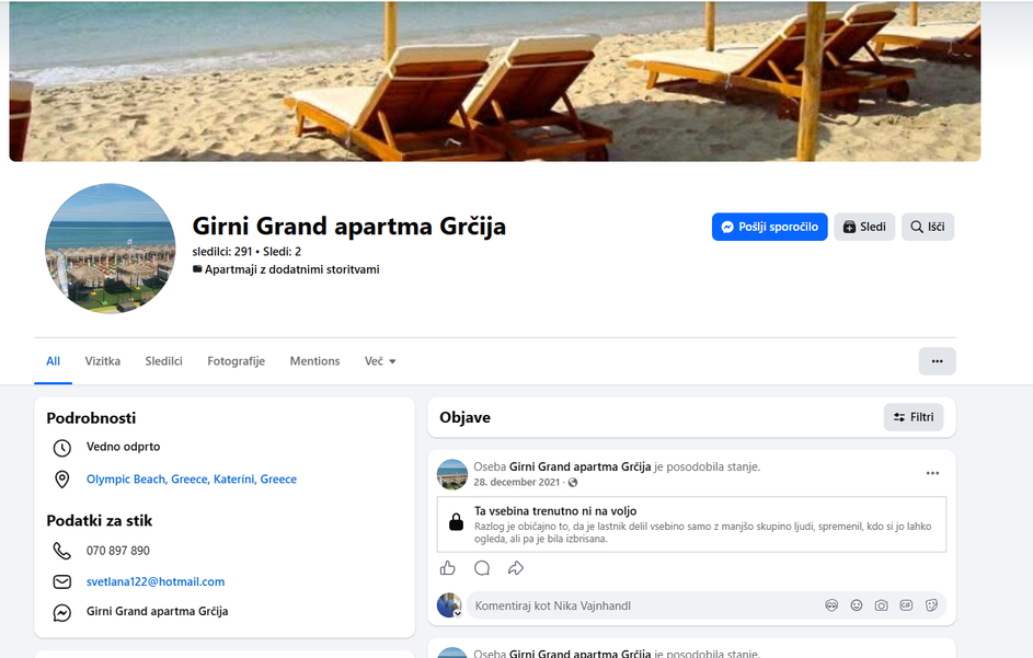 Apartma v Grčiji