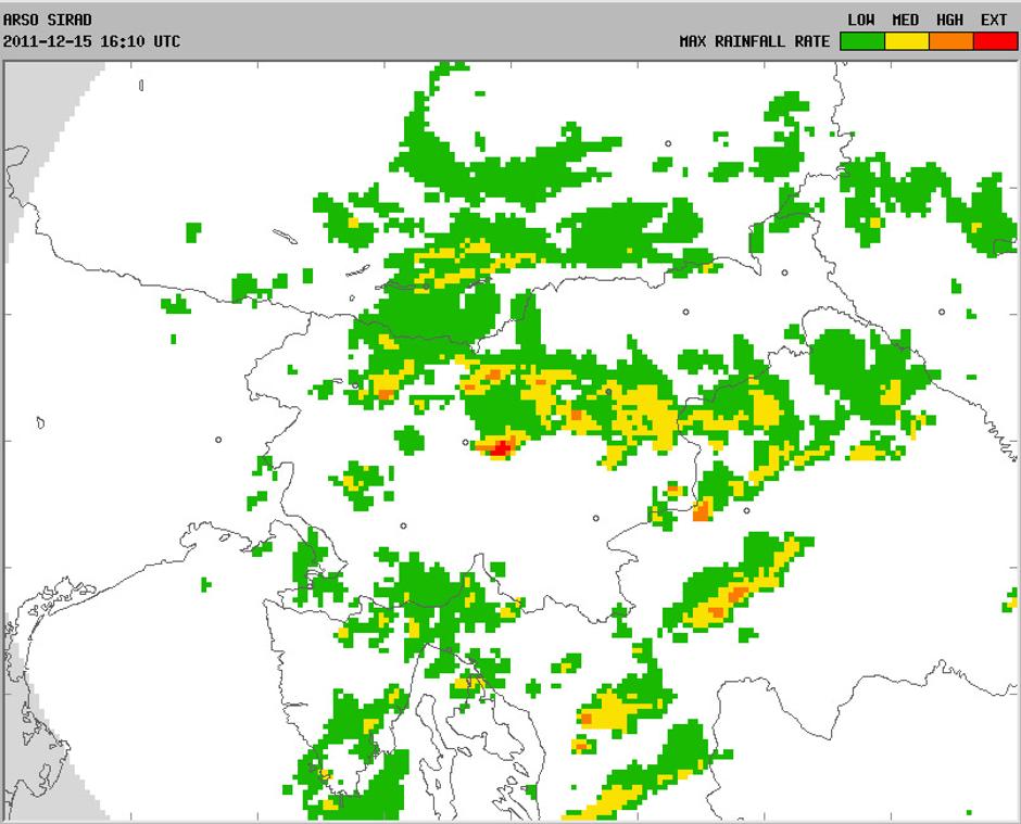 radarska slika padavin  | Avtor: Arso