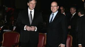 Slovenski predsednik Danilo Türk in monaški knez Albert med srečanjem v Monaku l