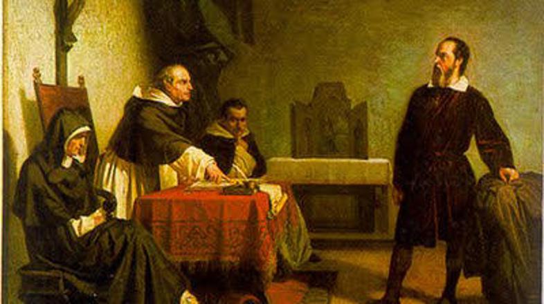 Slika, ki prikazuje sojenje znanstvenika. (Foto: science.ed)