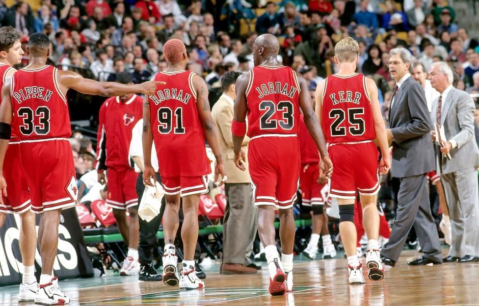 Michael Jordan, Steve Kerr, Scottie Pippen, Dennis Rodman, chicago bulls 1996 | Avtor: Profimedias
