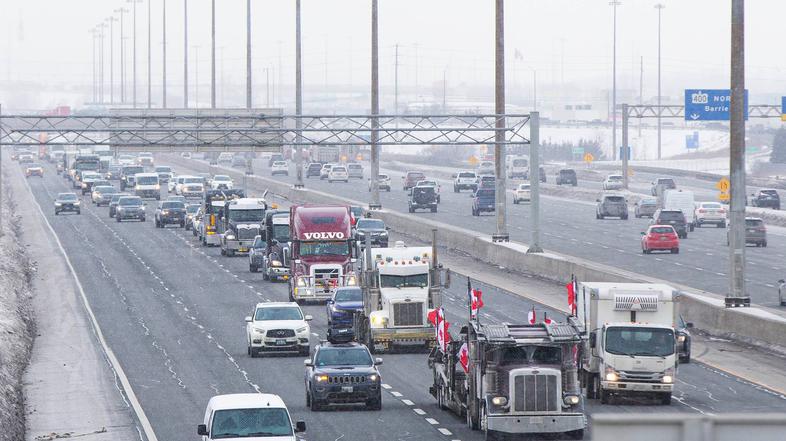 Protest voznikov tovornjakov v Kanadi.