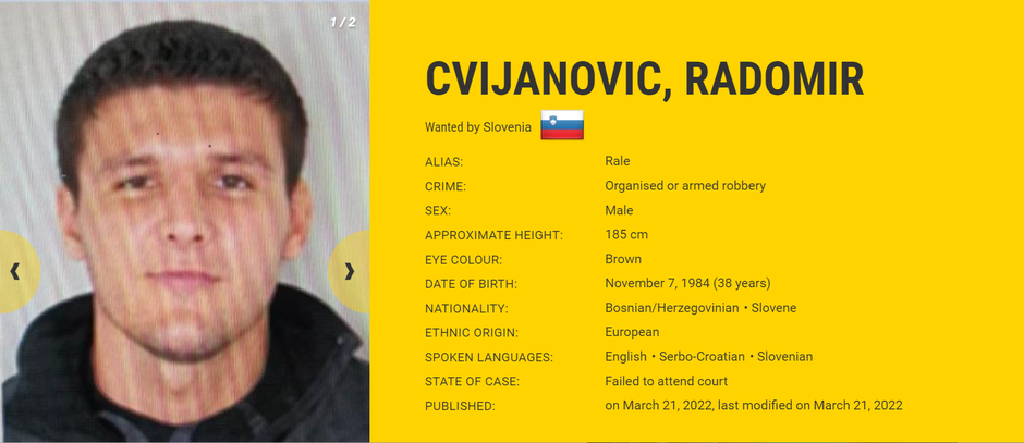 Radomir Cvijanović | Avtor: Europol/Zajem zaslona