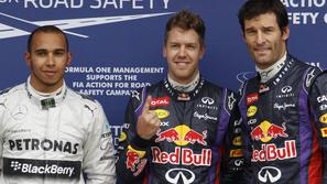 Vettel, Webber in Hamilton