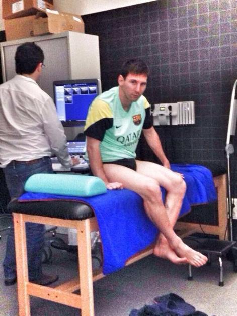 Messi Barcelona fitnes trening poškodba noge mišice
